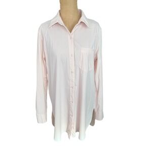 Lysse Womens Button Down Shirt Long Sleeve Tunic Top Size M Relaxed Fit Pink